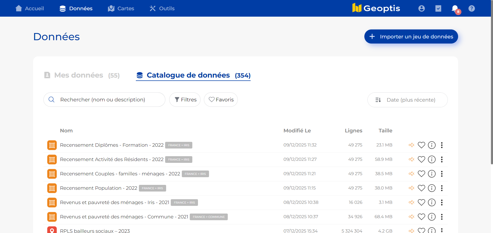 catalogue de données