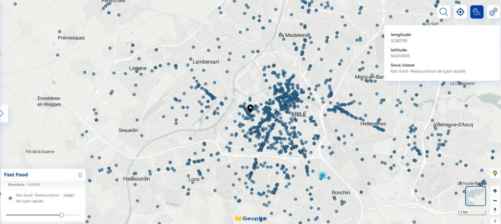 Implantation des fast-foods dans la région de Lille