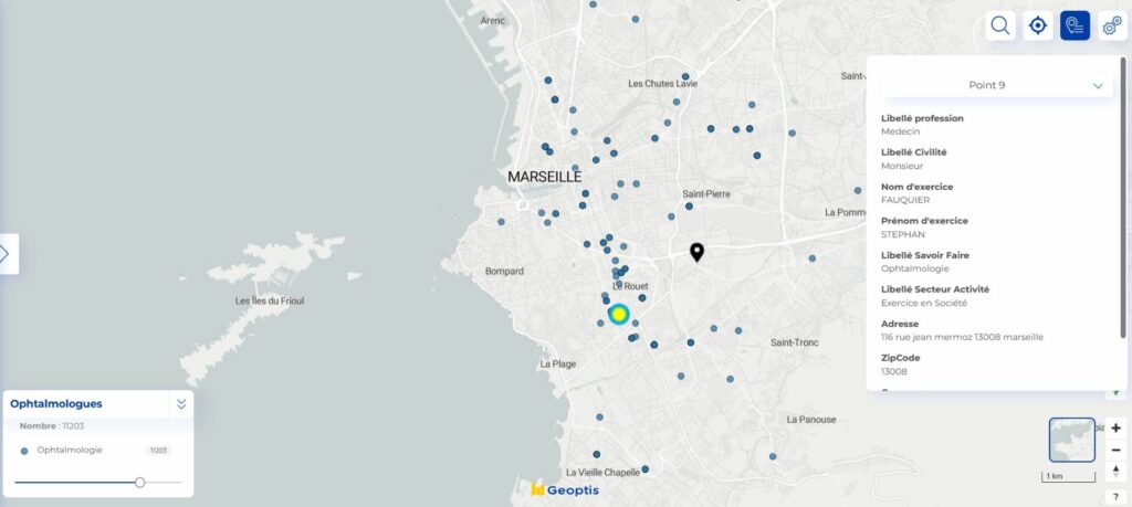 Implantation des ophtalmologues dans la région de Marseille