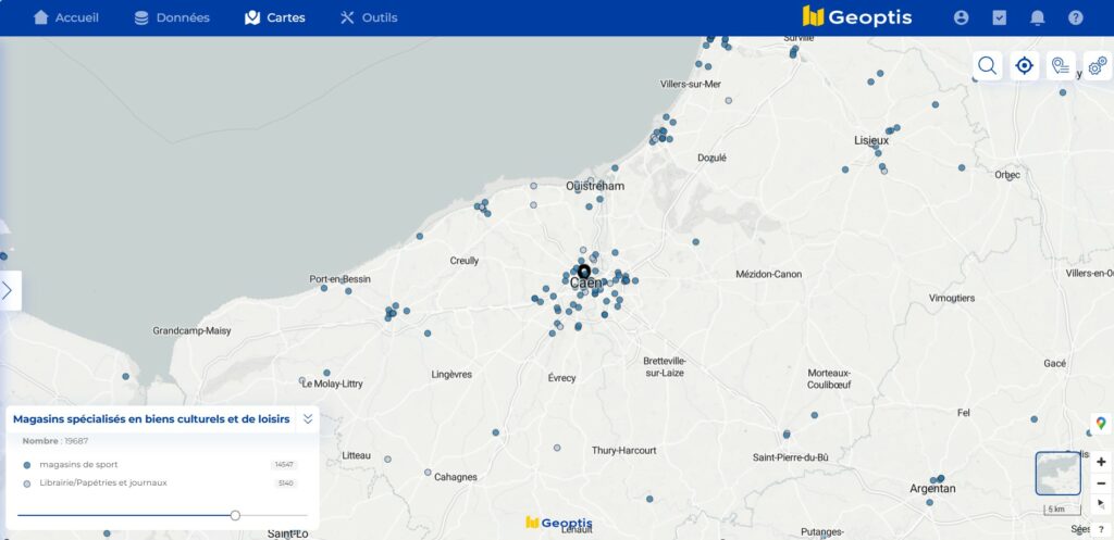 Implantation des magasins de sport dans le département du Calvados