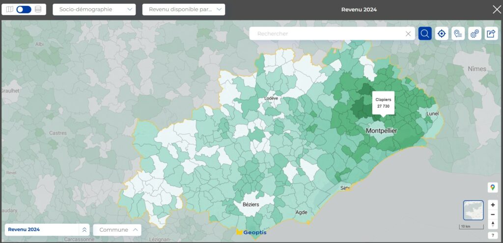 Répartition des revenus en 2024 dans le département de l'Hérault